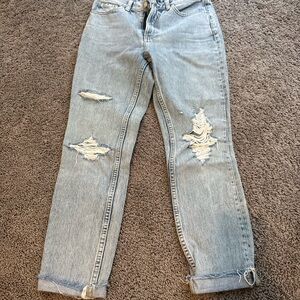 rag & bone Light Blue Distressed Ankle Jeans